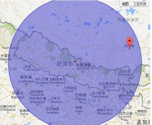 尼泊爾地震範圍