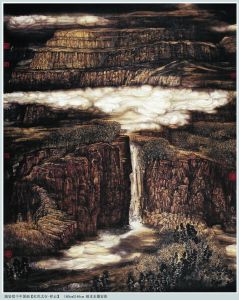 海岩宿千中國畫【紅色太行-祥雲】 180cmX146cm 紙本水墨岩彩