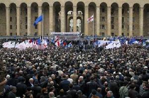 喬治亞反對派9日在首都提比里西舉行示威遊行和集會