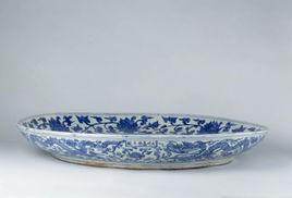 明嘉靖青花龍穿纏枝蓮紋大盤 明嘉靖青花龍穿纏枝蓮紋大盤