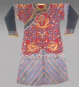 紫紅繡金龍男袍