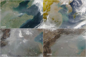 NASA實拍北京霧霾15年變化。