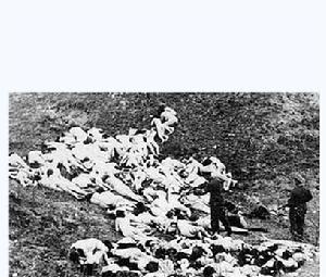 這是納粹軍警正對大屠殺後還活著的猶太婦女進行射殺