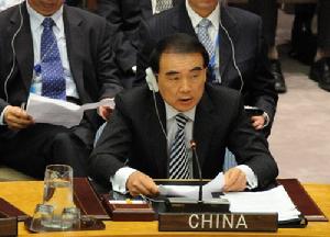 6月9日，在紐約聯合國總部，中國常駐聯合國代表李保東在會上發言。