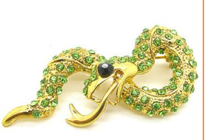 鍍金 鍍銀鑲水鑽可愛蛇胸針