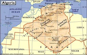 阿爾及利亞地形及鄰國示意圖