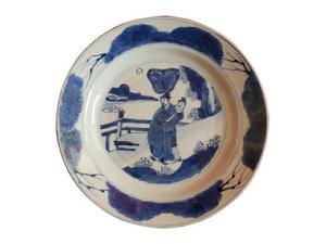 清青花人物紋盤 清青花人物紋盤