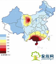 盧姓中國分布圖
