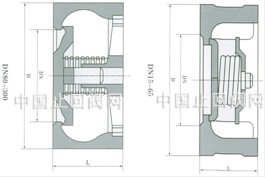H71H/W對夾升降式直通止回閥 外形尺寸圖