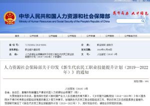 新生代農民工職業技能提升計畫(2019—2022年) 新生代農民工職業技能提升計畫(2019—2022年)