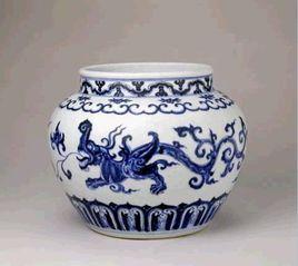 明宣德青花夔龍紋罐 明宣德青花夔龍紋罐
