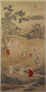 丁觀鵬乾隆皇帝洗象圖軸 丁觀鵬乾隆皇帝洗象圖軸