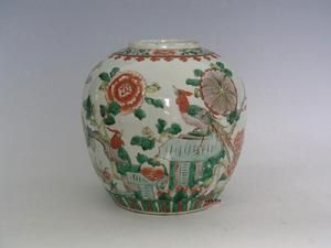 清鹹豐景德鎮五彩錦雞富貴圖罐 清鹹豐景德鎮五彩錦雞富貴圖罐