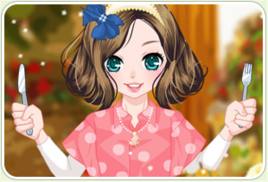 感恩節用餐女孩 感恩節用餐女孩