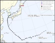 颱風暹芭路徑圖（日本氣象廳製作）
