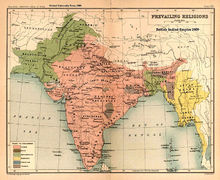 英屬印度中印度教徒和伊斯蘭教徒的分布