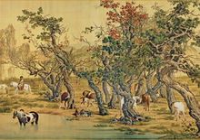 清 郎世寧《百駿圖》局部