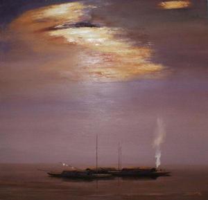 漁舟唱晚（布面油畫）120*120