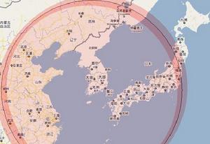 韓國“玄武-3C”巡航飛彈射程覆蓋範圍示意圖