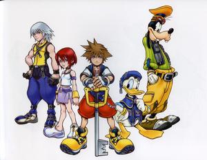 Riku、Kairi、Sora、Donald Duck、Goofy