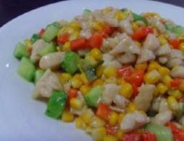 青瓜玉米蘿蔔雞肉炒 青瓜玉米蘿蔔雞肉炒