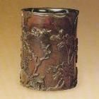 紫檀雕花卉筆筒 紫檀雕花卉筆筒