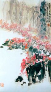 溪岸桃花&middot;國畫