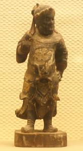 清彩繪木雕周倉像 清彩繪木雕周倉像