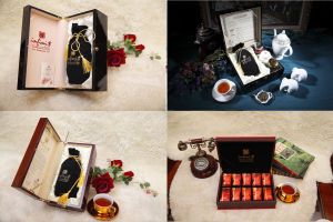 金芽（左上）、銀芽（左下）、皇室珍品典藏（右上）、皇家珍珠茶（右下）