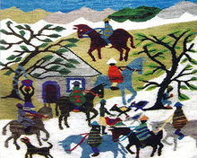 毛織騎馬人物掛毯 毛織騎馬人物掛毯