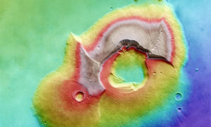 火星快車探測器最新觀測火星呈現合成圖像，頗似壯觀的“彩虹”