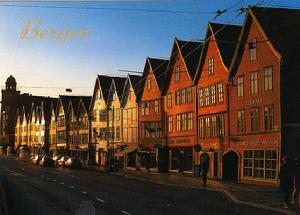 挪威貝爾根港口城市布呂根