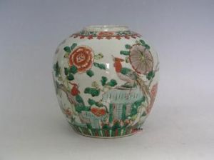 景德鎮五彩錦雞富貴圖罐 景德鎮五彩錦雞富貴圖罐