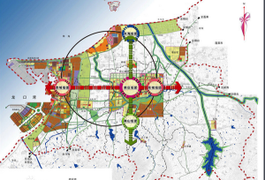 龍口市五個中心區域“五大組團”示意圖