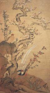 杏花錦雞圖