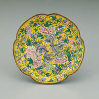 畫琺瑯花碟盤 畫琺瑯花碟盤