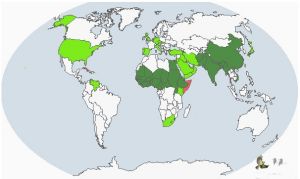 紅領綠鸚鵡分布圖