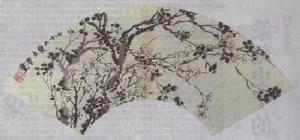 清金農扇面畫梅花圖 清金農扇面畫梅花圖