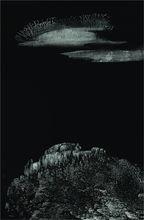 黑白水墨畫《島》