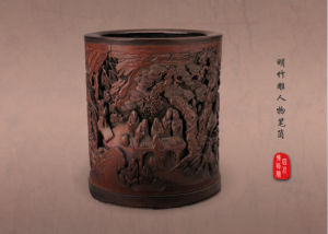 明竹雕人物筆筒 明竹雕人物筆筒