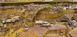 <<清明上河圖>>[金絲楠木雕圖]