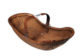 民國柳編元寶形提籃 民國柳編元寶形提籃