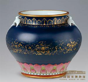 乾隆霽青金彩海宴河清尊 乾隆霽青金彩海宴河清尊