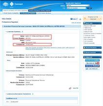 ASIC[澳大利亞證券和投資委員會的英文縮寫]