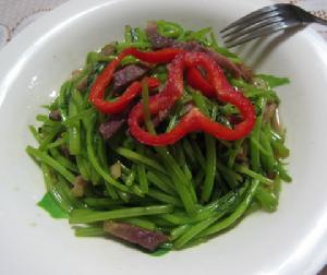 茼蒿桿兒臘肉絲