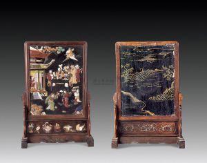 清紅木百寶鑲嵌插屏