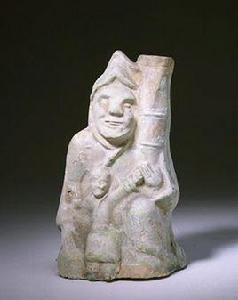 東漢陶銀綠釉胡神燈俑 東漢陶銀綠釉胡神燈俑