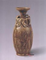 金耀州窯青釉堆螭龍劃花瓶 金耀州窯青釉堆螭龍劃花瓶