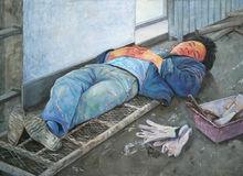 任濟方作品《午睡的民工》