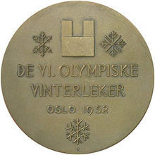 1952年奧斯陸冬季奧運會獎牌背面